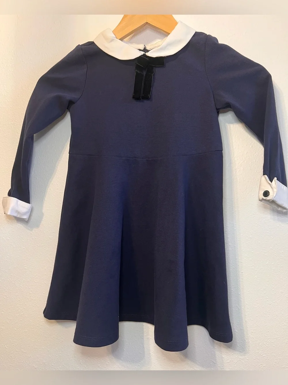 Hope & Henry Girls Navy Dress with White Collar